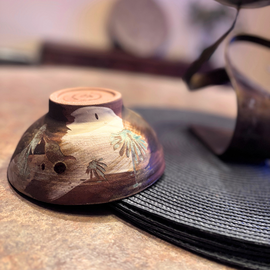 ARDOISE Etched bowl with flower motif