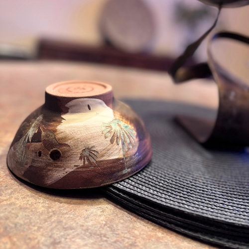ARDOISE Etched bowl with flower motif