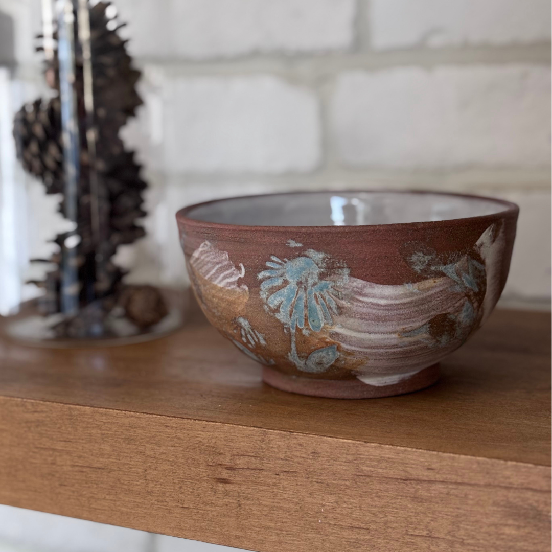 ARDOISE Etched bowl with flower motif