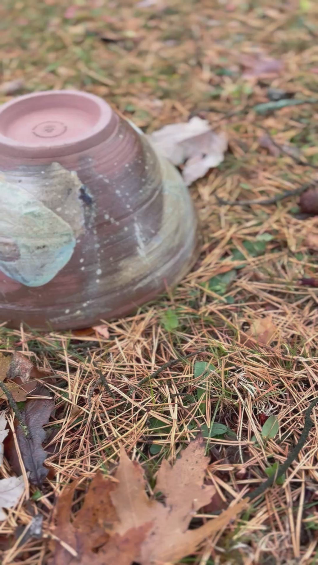 Fruit/Service bowl with copper and matte teal accents